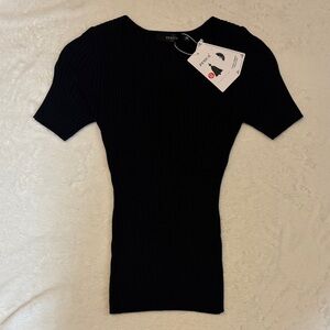 Black Ribbed stretchy Top